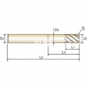 Frez trzpieniowy fi: 10 10x22xR0.5 z promieniem naroża 6-ostrzowy X5070 Nr: G8A39903