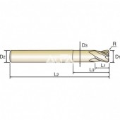 Frez trzpieniowy fi: 4 6x5x16xR0.5 z promieniem naroża czteroostrzowy X5070 Nr: G8A47903