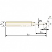 Frez trzpieniowy fi: 1 6x1,5xR0.1 z promieniem naroża dwuostrzowy X5070 Nr: G8A52010