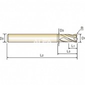 Frez trzpieniowy  fi: 2,5 3x4xR0.1 z promieniem naroża czteroostrzowy X5070 Nr: G8A37025