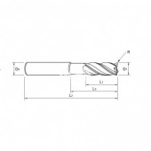 Frez fi: 3 R-R0.3 L2-54 z promieniem naroża czteroostrzowy V7 PLUS Nr: GMF62030