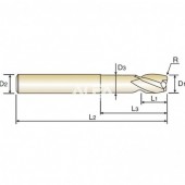 Frez fi: 4 R-R0.3 z promieniem naroża dwuostrzowy ALU-POWER Nr: E5909040