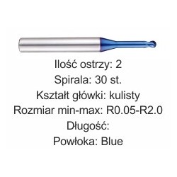 Frezy kuliste z 2 ostrzami do obróbki żeber