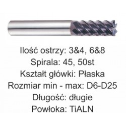 Frezy 3-8 ostrzowe długie